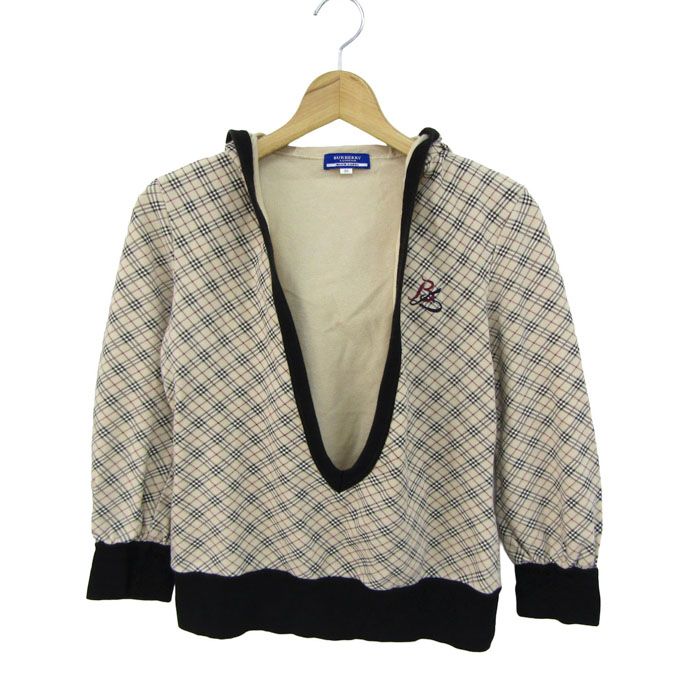 バーバリーブルーレーベル パーカー トップス ノバチェック レディース 38サイズ ベージュ BURBERRY LONDON BLUE LABEL 【中古】
