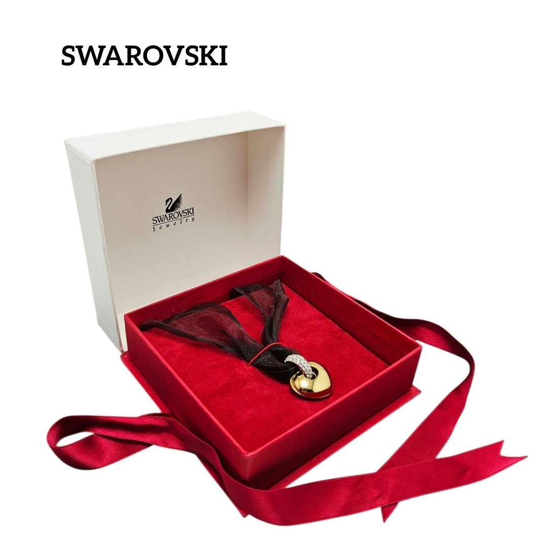 SWAROVSKI チョーカー ハート リボンペンダント ゴールド ブラック