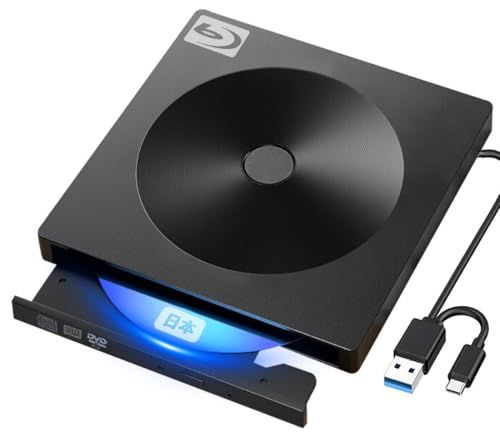 【アースドリームス公式】2-in-1 USB3.0／USB-C 外付け blu-rayプレイヤー ドライブ Windows 専用 (XP/7/10/11 対応) 軽量スリム 書込・再生対応 プラグアンドプレイ 1年日本国内保証 日本語サポート 8ba7c59f