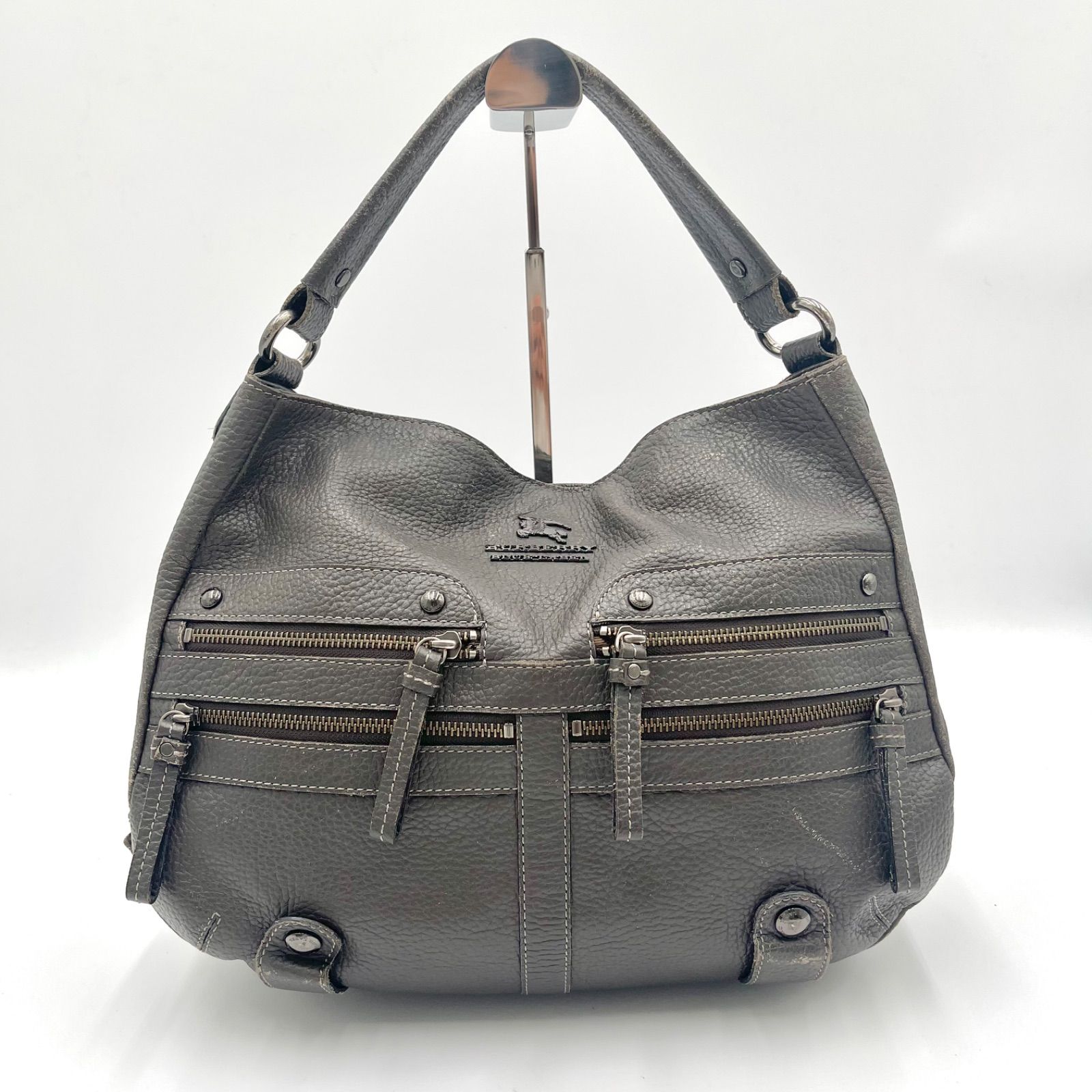 BURBERRY BLUE LABEL バーバリーブルーレーベル Biker Leather ショルダーバッグ グレー