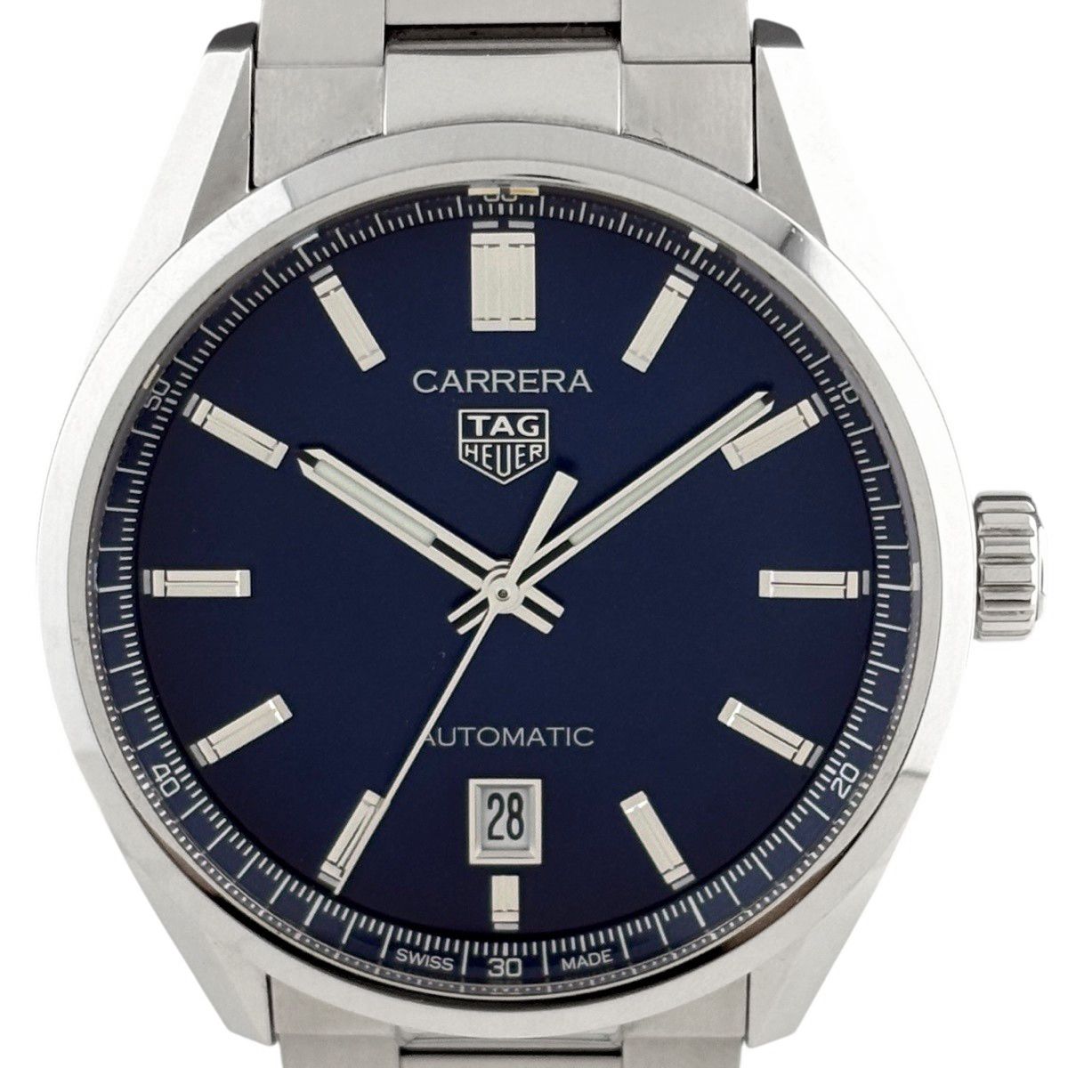 【保証書】タグホイヤー TAG HEUER カレラ キャリバー5 WBN2112.BA0639 腕時計 SS 自動巻き ブルー系 【中古】