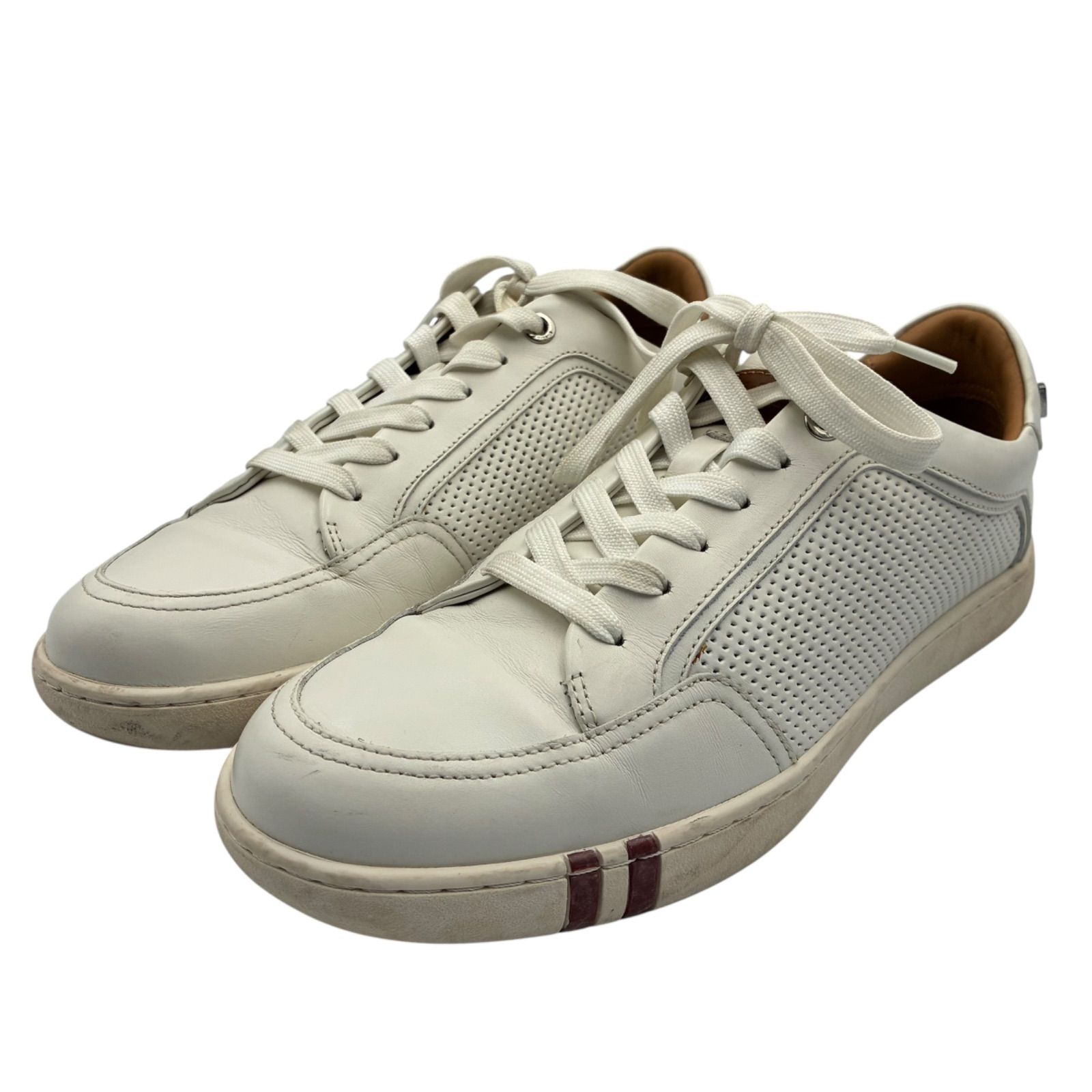BALLY バリー スニーカー ローカット パンチング レザー Bメタルロゴ