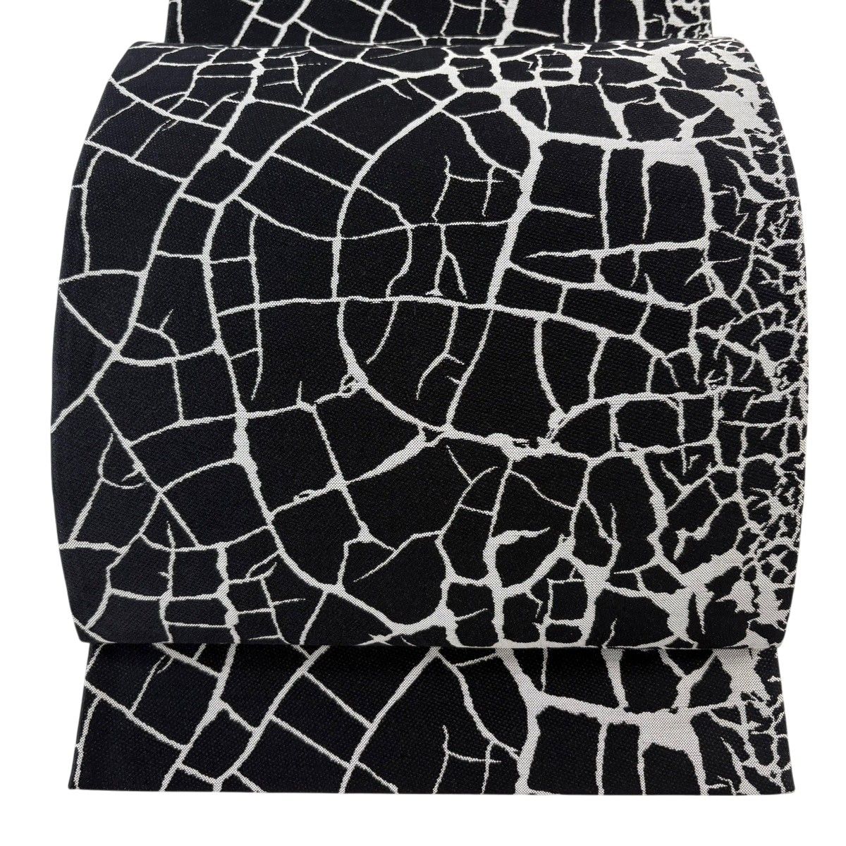 【美品】 袋帯 逸品 斉藤上太郎 落款 幾何学模様 黒 六通 正絹 【中古】