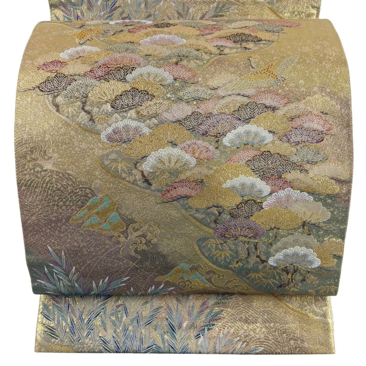 【美品】 袋帯 秀品 松寿吉祥文 金色 六通 正絹 【中古】 6,776円