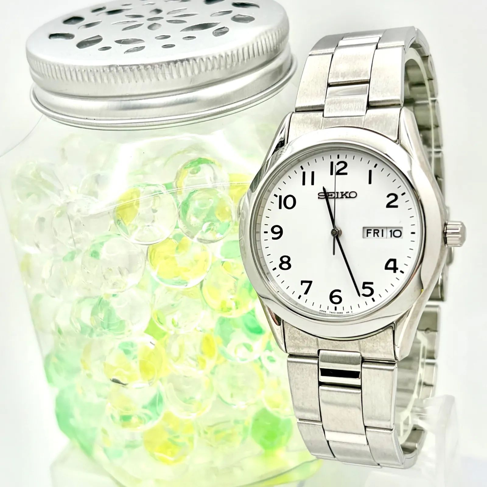 美品/新品電池】SEIKO セイコー メンズ 腕時計 シルバー デイデイト 