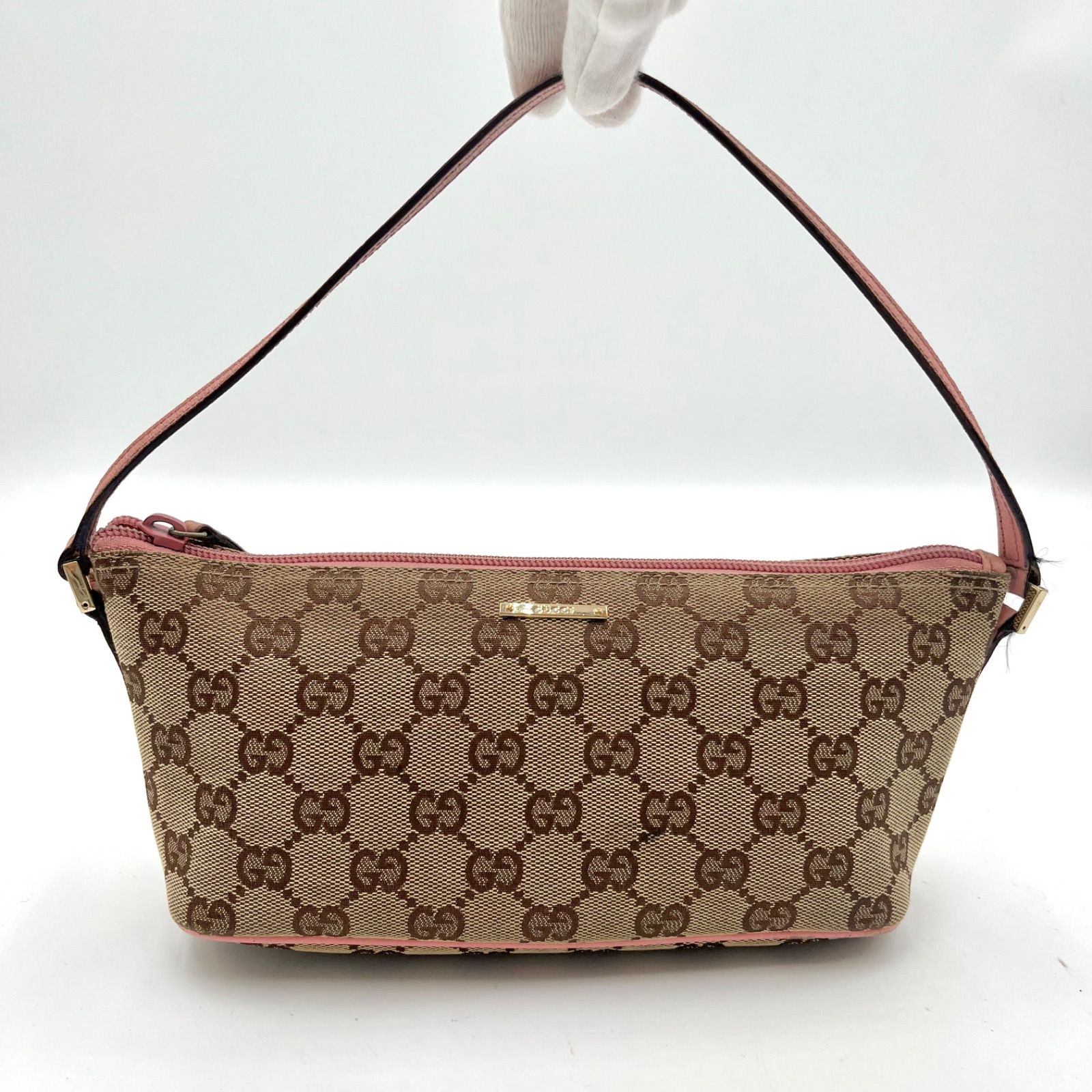 GUCCI グッチ GGキャンバス アクセサリーポーチ ハンドバッグ ピンク 07198