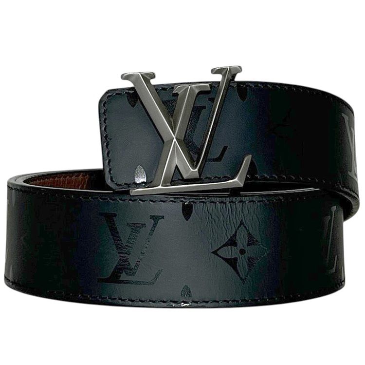 ルイ ヴィトン ベルト サンチュール LV イニシャル ピラミッド ウエスト 96cm 40mm モノグラムイリュージョン M9346 AC1210 LOUIS VUITTON レザー ブラック 黒 中古 メンズ リバーシブル