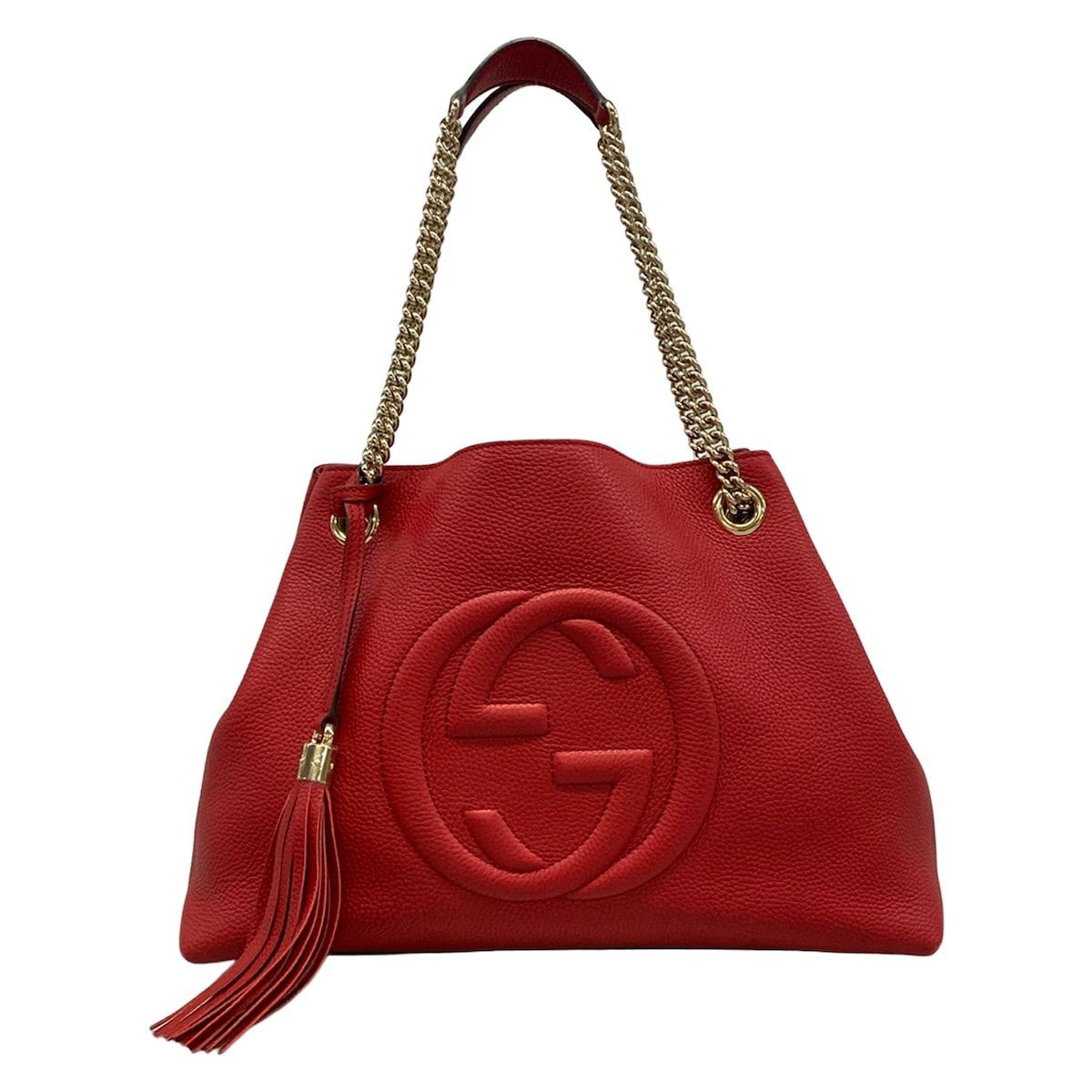 GUCCI(グッチ) ショルダーバッグ美品 ソーホー 536196 レッド×ゴールド チェーンショルダー レザー