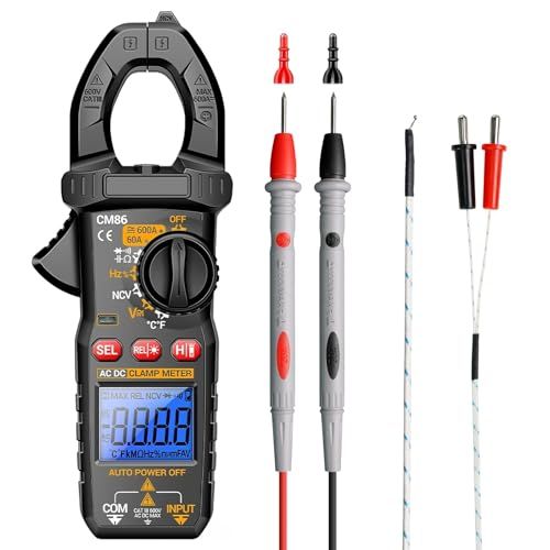 LVYUAN クランプメーター 6000カウント デジタル テスター 600A DC/AC電圧 AC/DC電流 抵抗 温度 導通 周波数 ダイオード測定 NCV非接触電圧検知機能搭載 バックライト&LEDライト 耐衝撃設計 検電テスター【12 d6f8632a