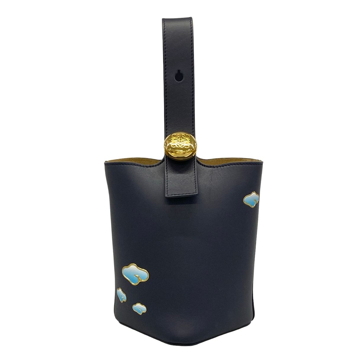 LOEWE(ロエベ) ハンドバッグ美品 ペブル バケットバッグ ミニ AANBBBMX18 ダークインク(ダークネイビー)