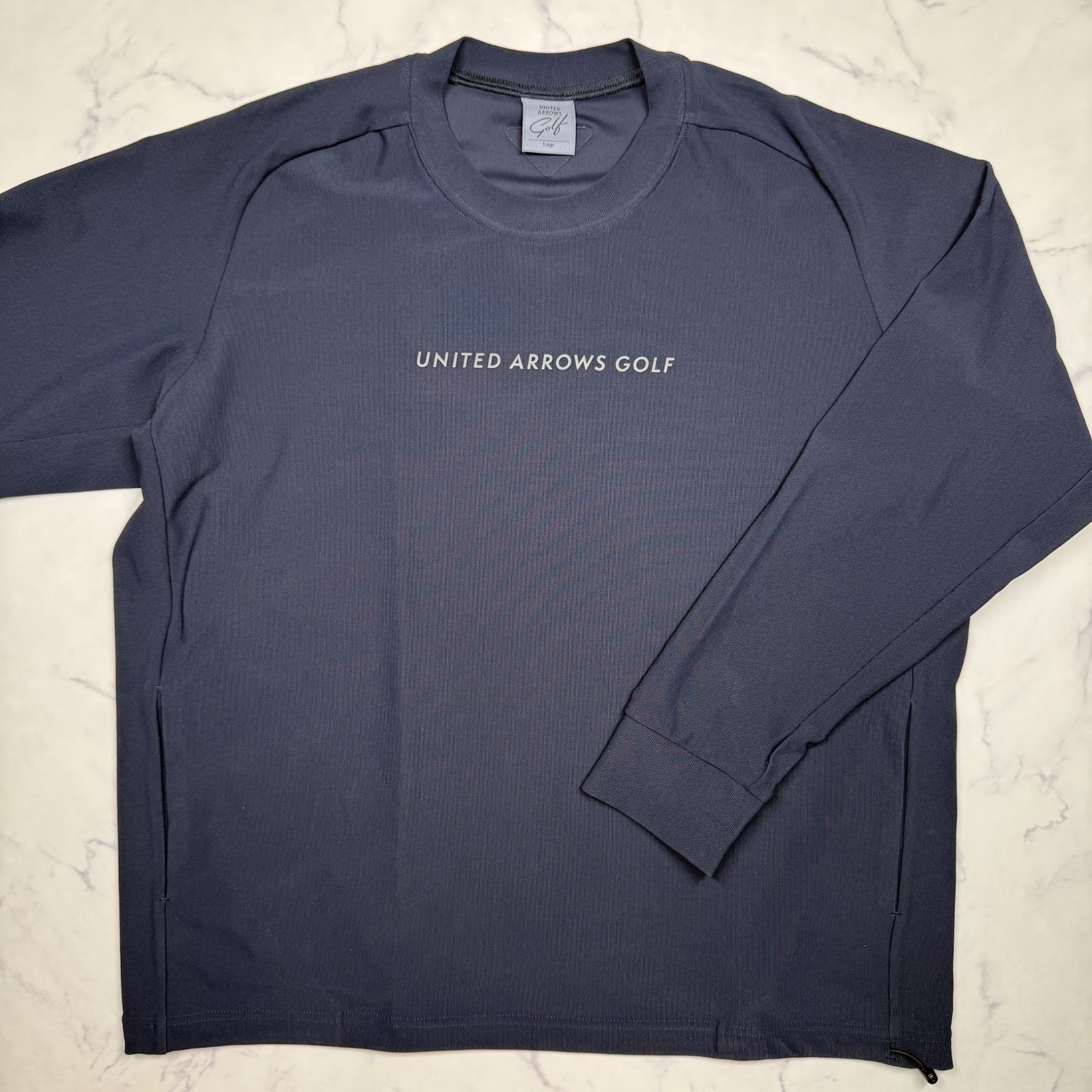 UNITED ARROWS GOLF ロゴ 長袖 プルオーバー L メンズ ネイビー ドローコード ゴルフ