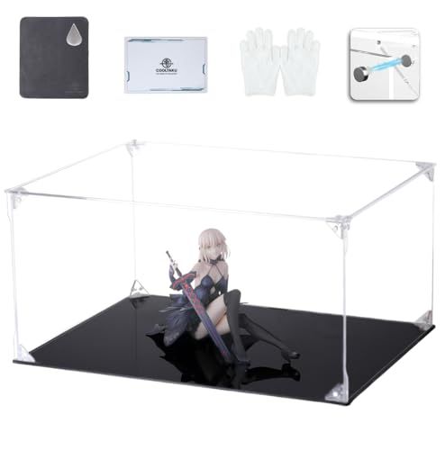 COOLTAKU フィギュアケース UVカット アクリル マグネット式 磁石付き前扉 積み重ね強化 コレクションケース より堅固 組み立て式 アクリルケース ディスプレイケース 防汚れ 手袋 クリーニング クロス付き フィギュア収納 内寸 ( 8c546ed6