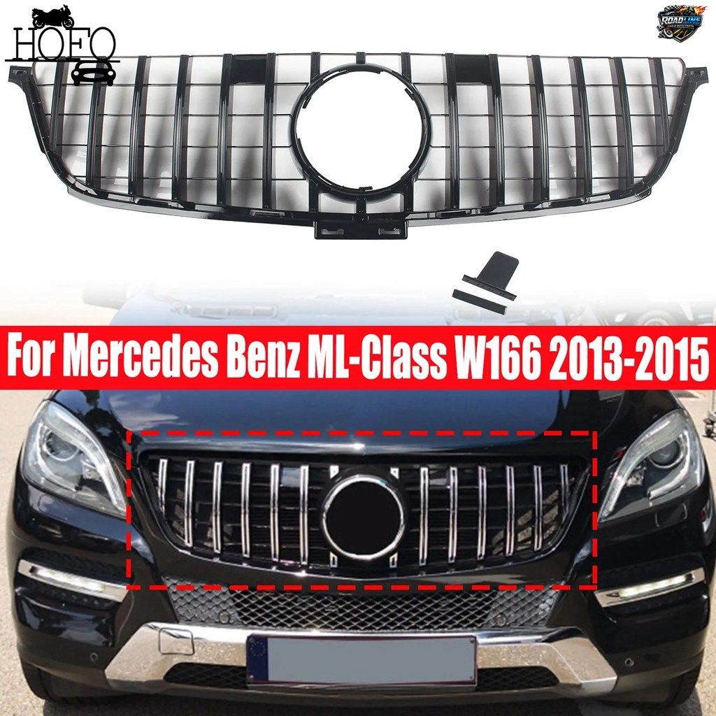 メルセデスベンツ MLクラス W166 2013-2015用 GTスタイル アッパーバンパー フード メッシュ フロントグリル