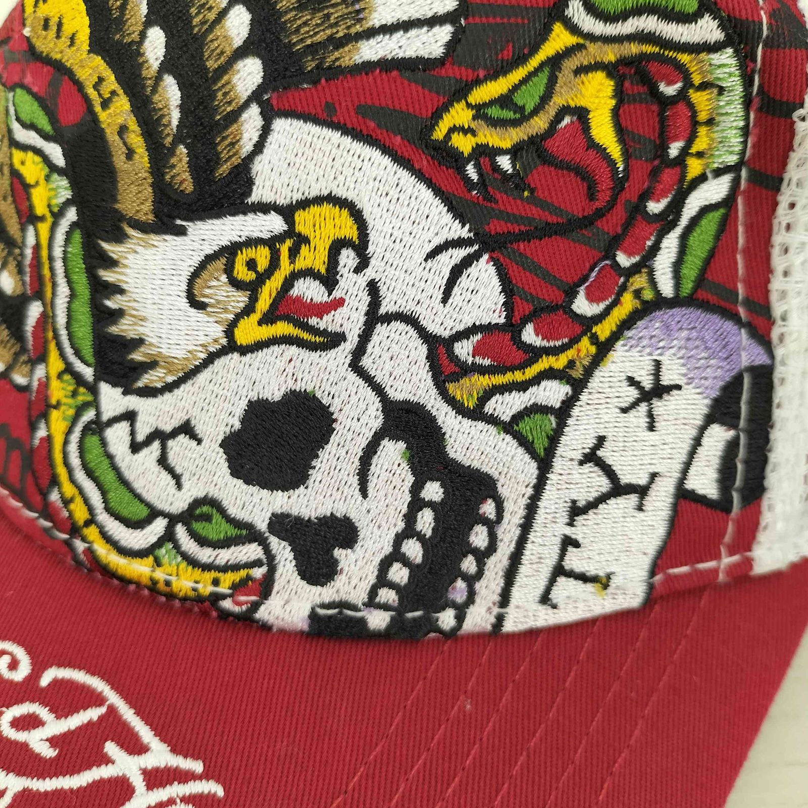 エドハーディー Ed Hardy 00s NEW YORK スカル刺繍 メッシュキャップ
