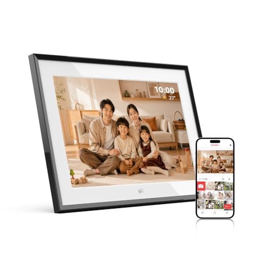 FPD デジタルフォトフレーム 10.1 インチ IPS タッチスクリーン Wi-Fi 遠隔転送対応 Frameo アプリで簡単操作 時計気温表示 128GB MicroSDカード拡張 スライドショー、動画再生対応 高齢者向け紙面簡易ガイド・動画マニュアルys