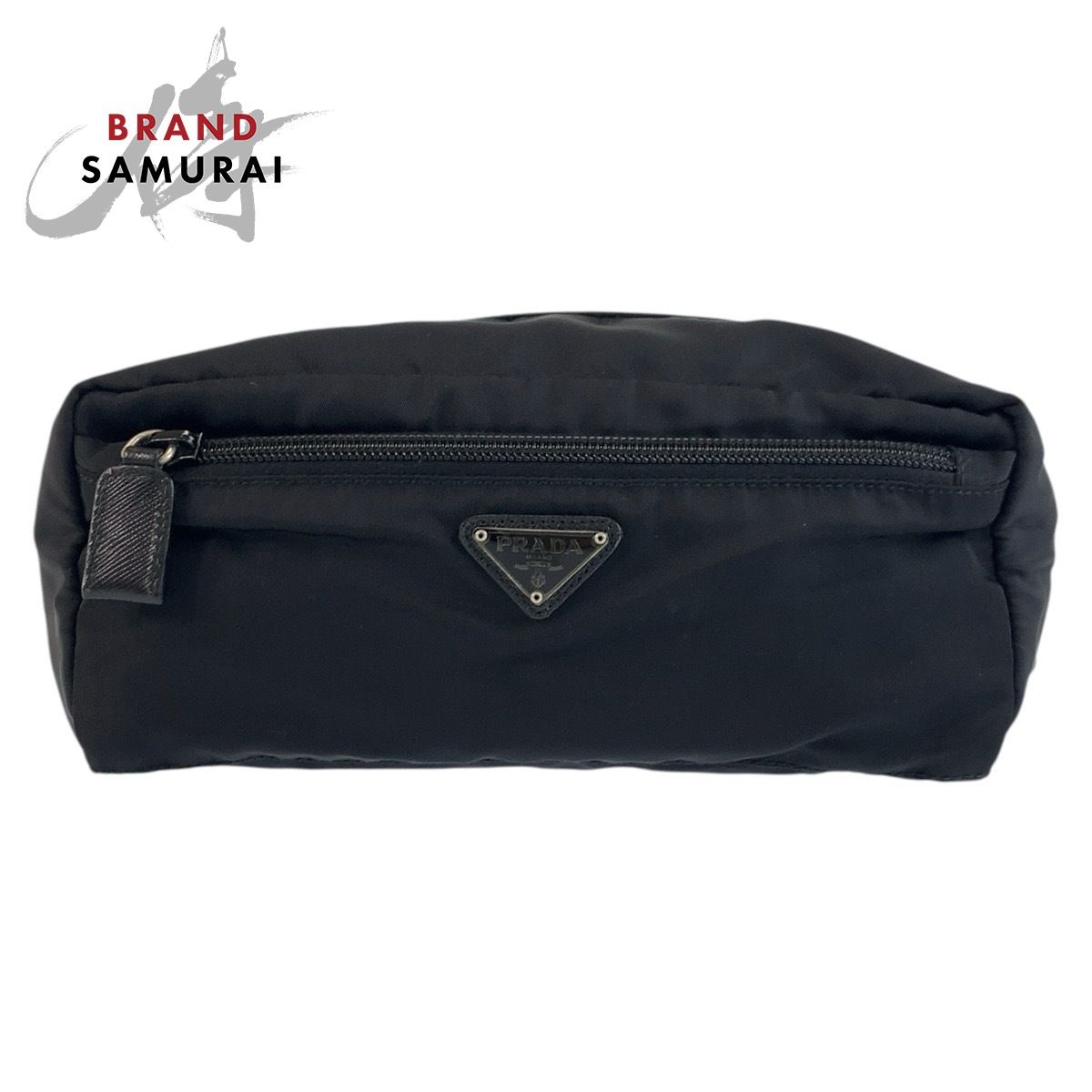 カード付 PRADA 三角プレート テスートナイロン ポーチ ブラック m368 美品 PRADA プラダ テスート 三角ロゴプレート ブラック 黒 シルバー