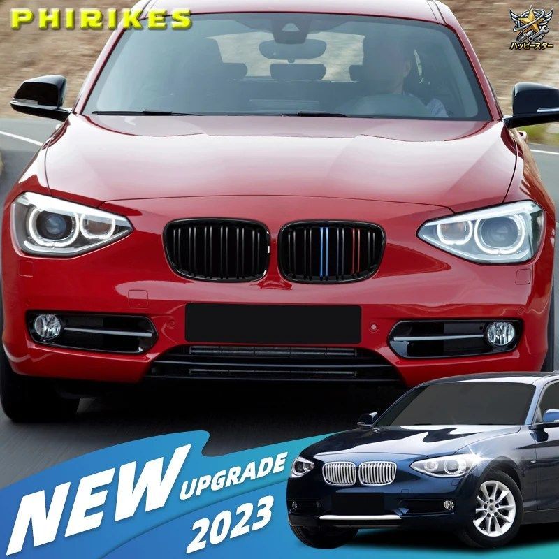 車のフロントバンパー キドニーグリル レーシンググリル BMW 1シリーズ F20 F21 11-14 ダブルスラット グロスグリル カスタムパーツ