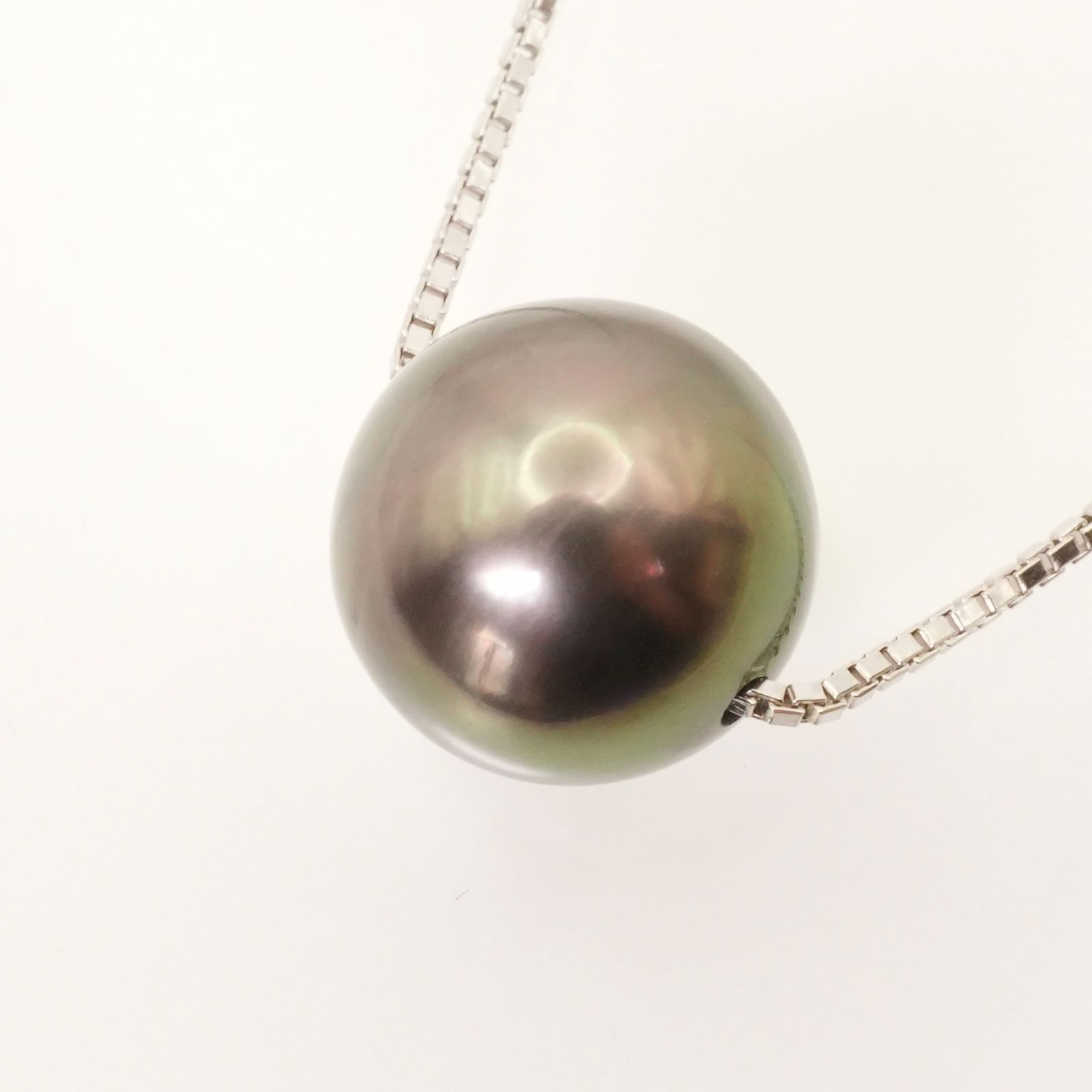 田崎真珠 黒蝶真珠 9.8mm K18WG ネックレス 一粒パール/25-927S