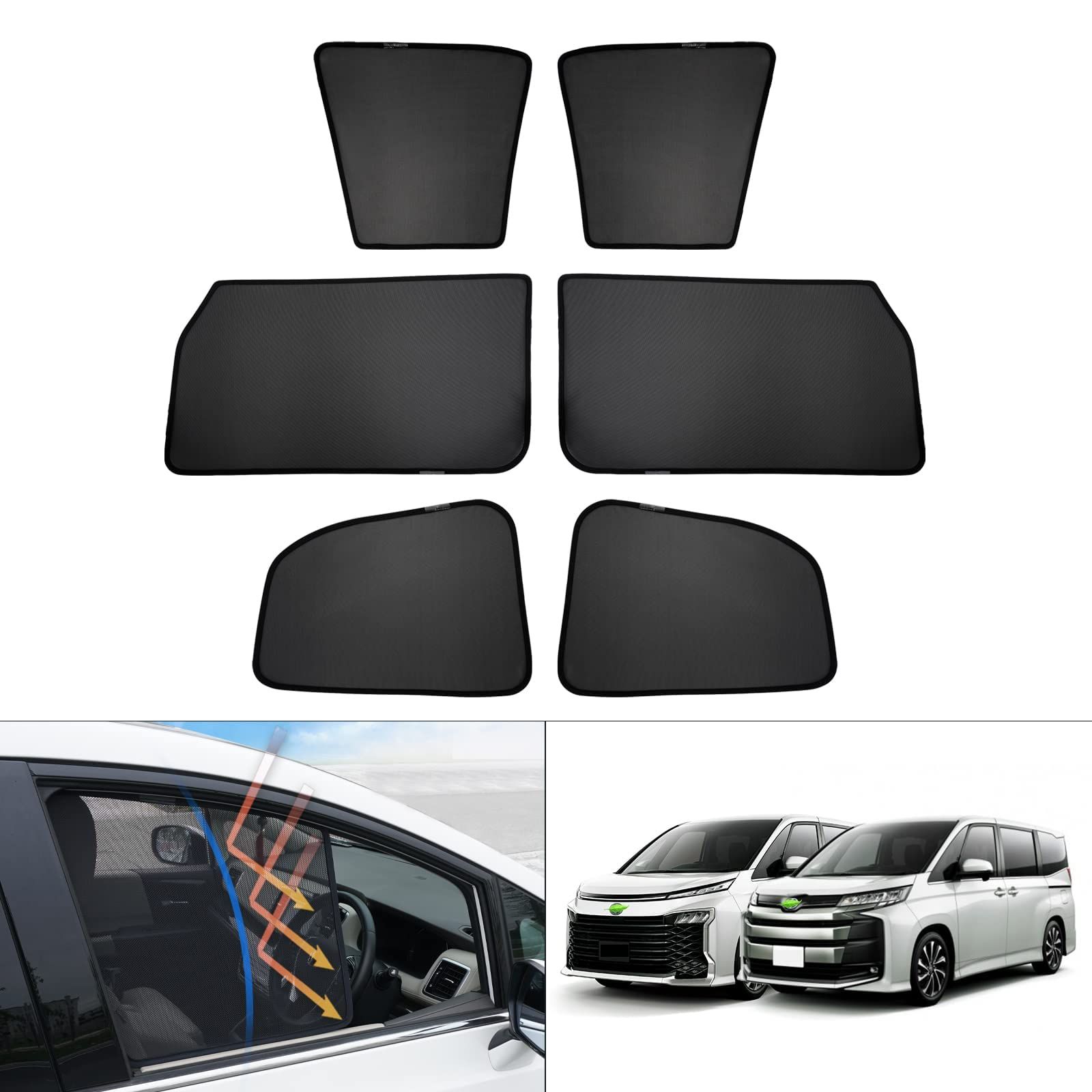CARTIST トヨタ 新型 ヴォクシー ノア 90系 メッシュカーテン VOXY NOAH 4代目 R90W型 遮光カーテン サンシェード カーシェード フロントドア 遮光カーテン UVカット マグネット式 簡単着脱 遮光 断熱 インテリア c67a5b4b