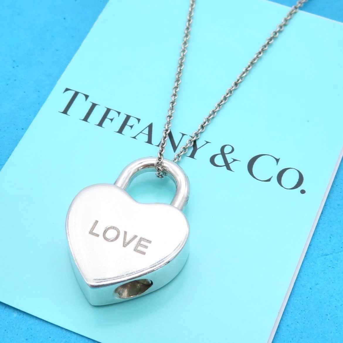 極希少 美品 Tiffany&Co. ティファニー LOVE ハート カデナ ロック シルバー ネックレス SV925 HA258