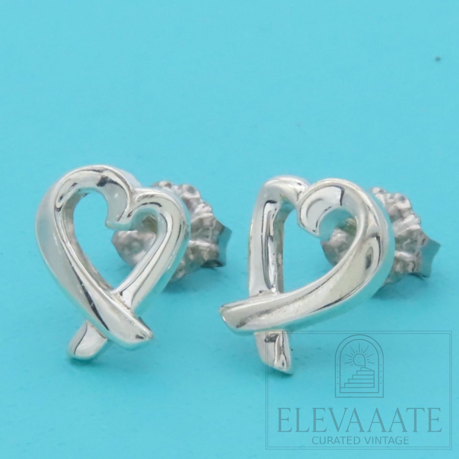美品 Tiffany&Co. ティファニー ラビングハート シルバー ピアス Ag925 EX155
