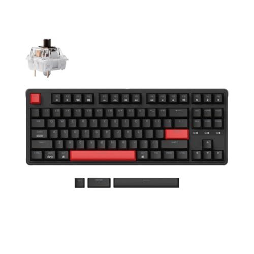 【国内正規品】Keychron C3 Pro カスタムゲーミングキーボード、コンパクトテンキーレスレイアウト/USレイアウト/赤色LEDバックライト/有線接続メカニカルキーボード/ガスケットマウント/Mac Windows Linux対応 ( 83c1563a