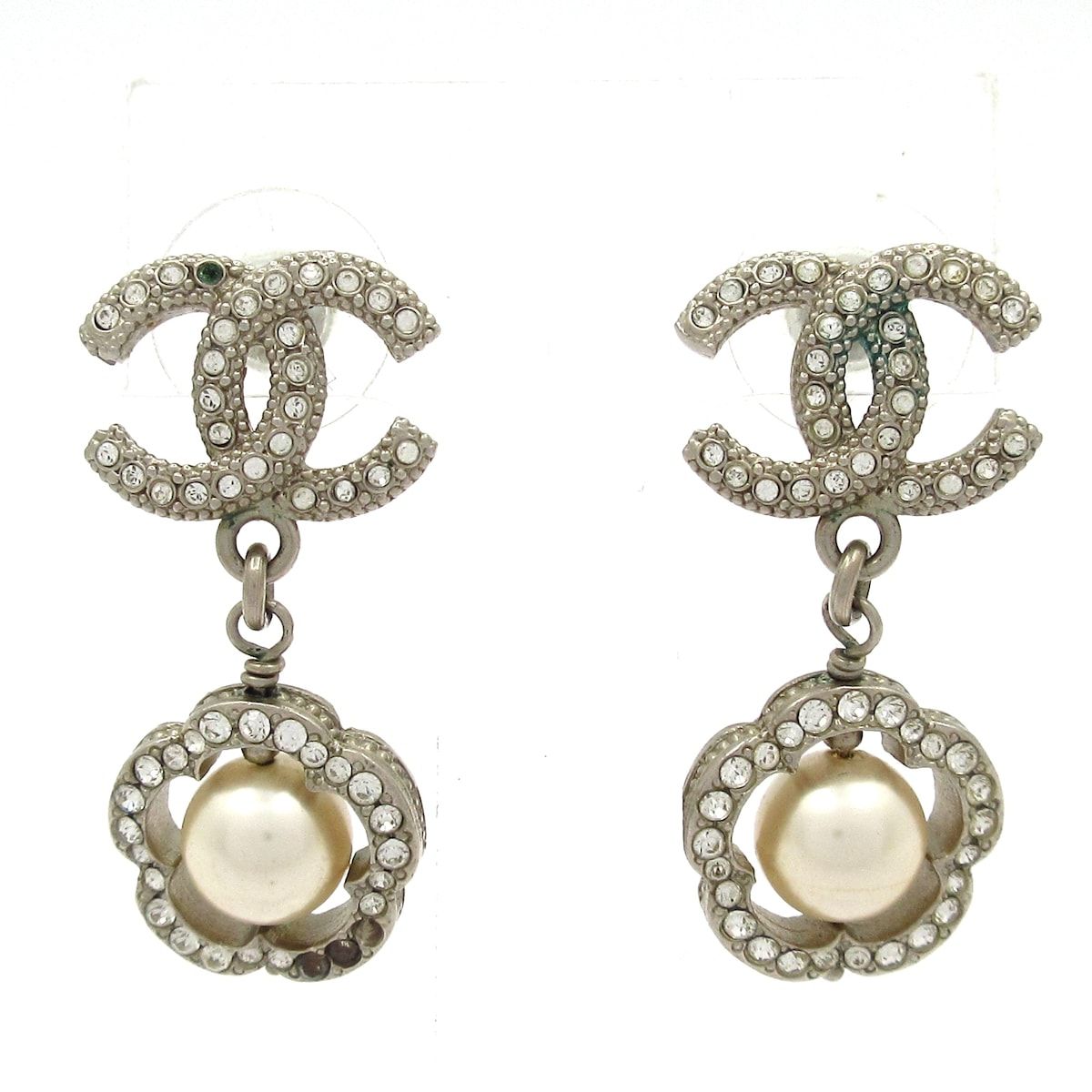 CHANEL(シャネル) ピアス ココマーク,カメリア シルバー×クリア