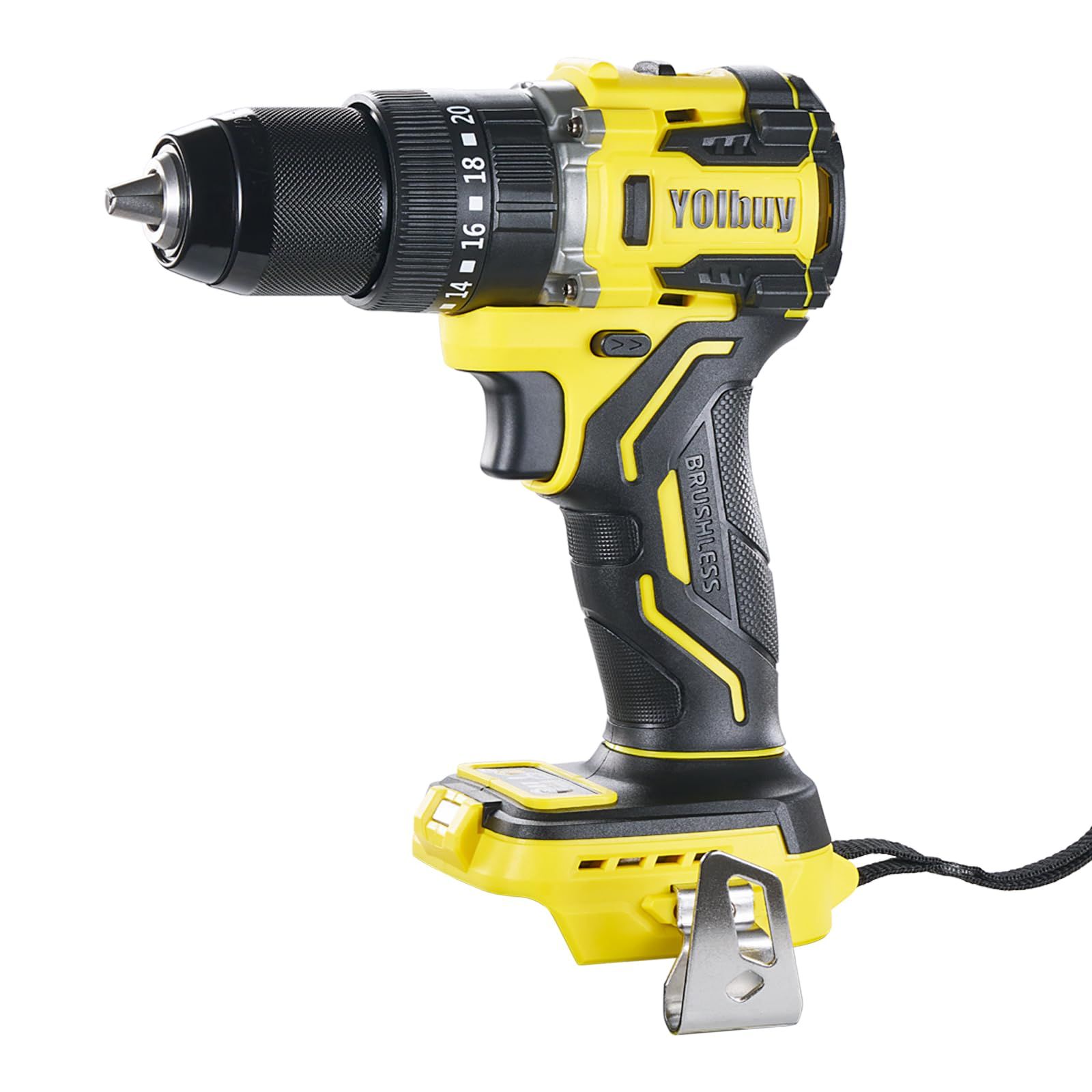 YOIbuy PRO 充電式 振動ドライバドリル 18V 互換 ドリルドライバー 高出力 ブラシレスモータ搭載 maxトルク70Nm 振り回り保護機能(APC機能)搭載 ターボモード付き Max回転数1950rpm 振動ドリル機能付き 20段 f0185df4