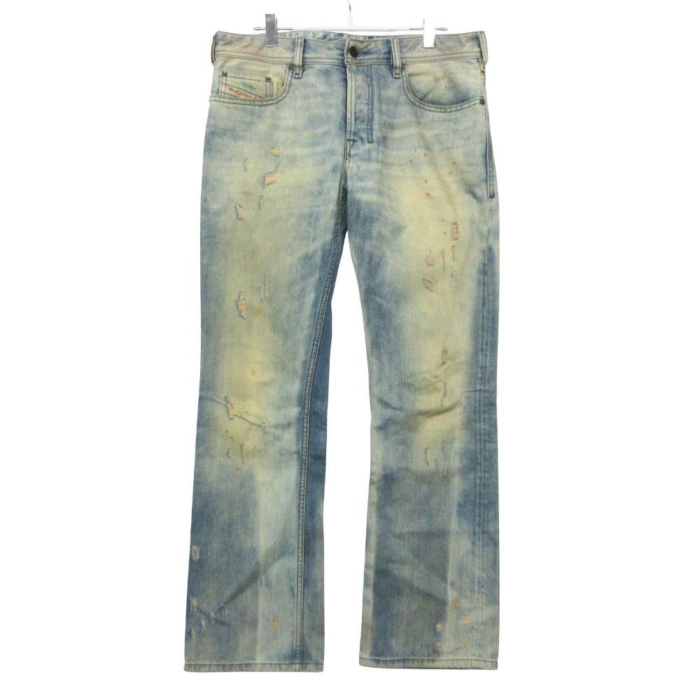 DIESEL ディーゼル デニムパンツ ZATINY Y2K ユーズド加工 フレアデニムパンツ ジーンズ ボトムス ボタンフライ ライトブルー W31L30【M】 メンズ 【中古】