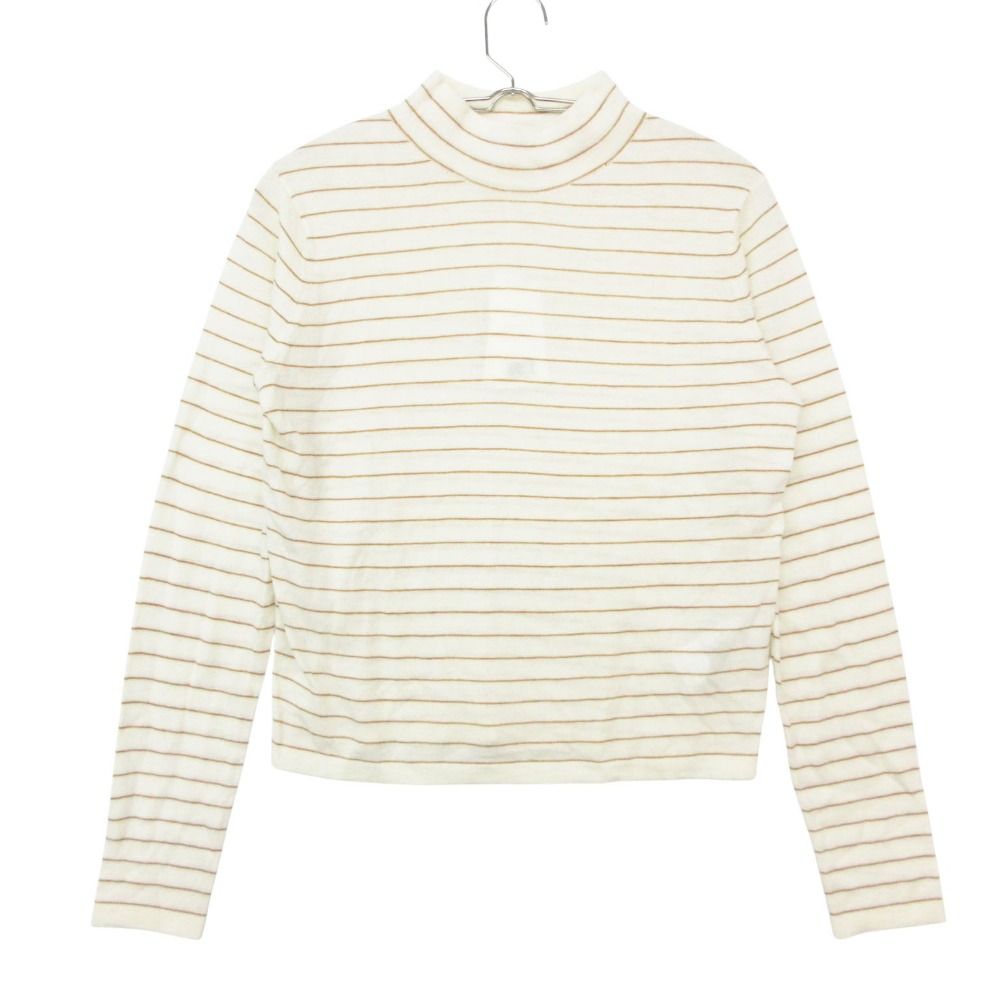 新品同様 VINCE ヴィンス ニット ストライプ柄 サドルスリーブ プルオーバー トップス モックネック オフホワイト XS【XS】 レディース