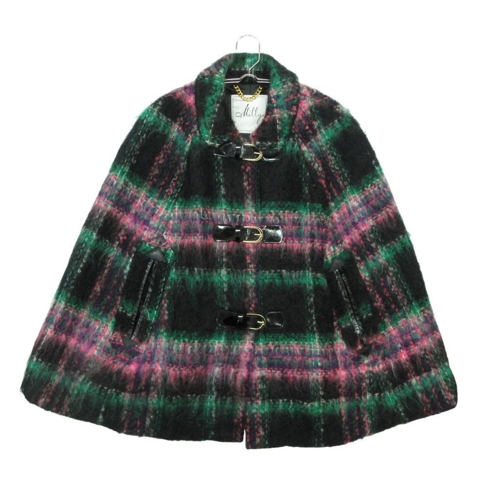 MILLY ミリー コート モヘヤ チェック柄 ポンチョ アウター マルチカラー レディース 【中古】