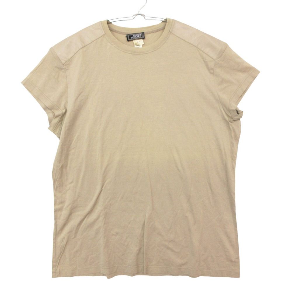 Gianni Versace ジャンニ・ヴェルサーチ 半袖Ｔシャツ レザー切替 ベージュ 54【XL】 メンズ 【中古】