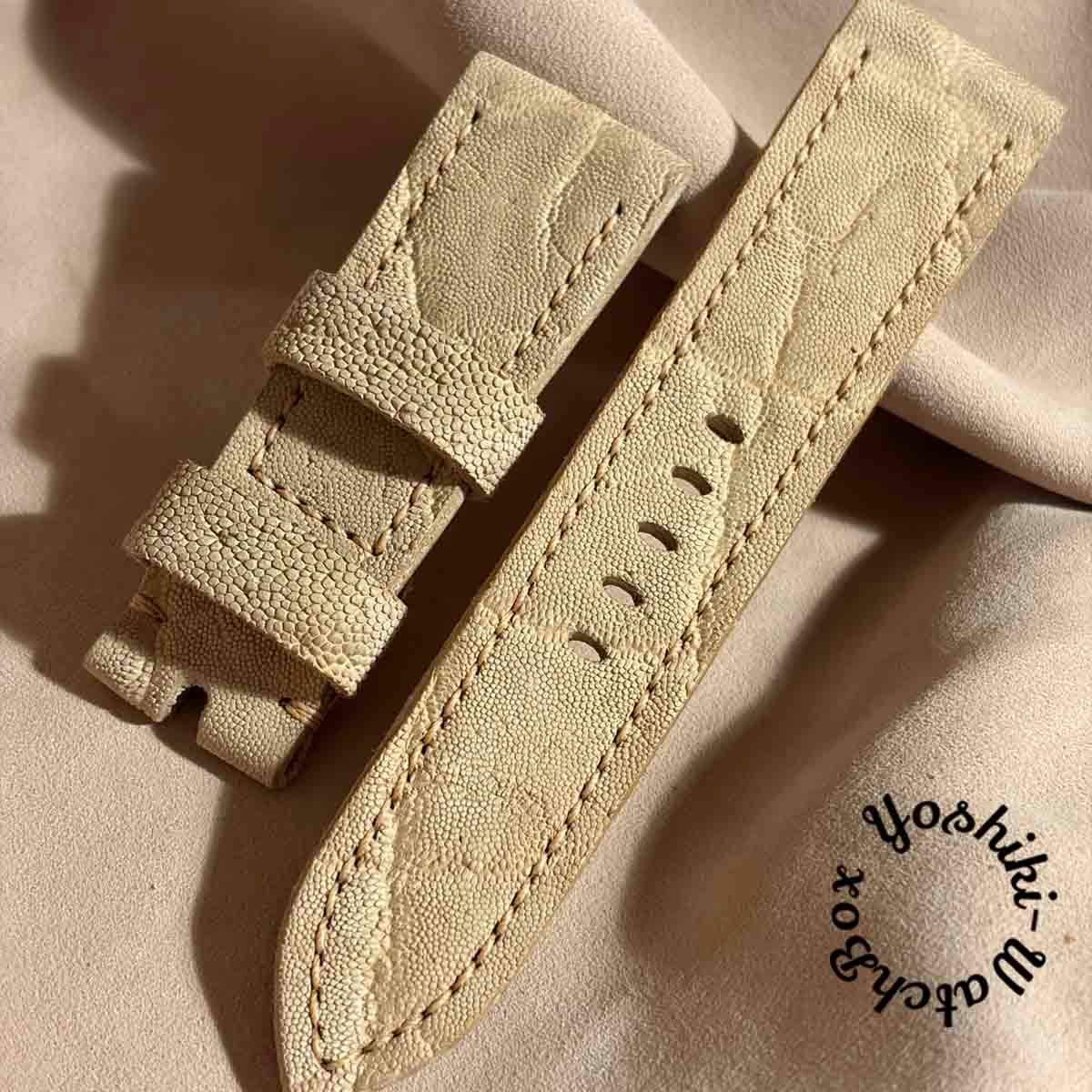 exh-81 タンニン鞣しエレファントレザー 腕時計ベルト (ラグ幅24mm - バックル幅22mm)