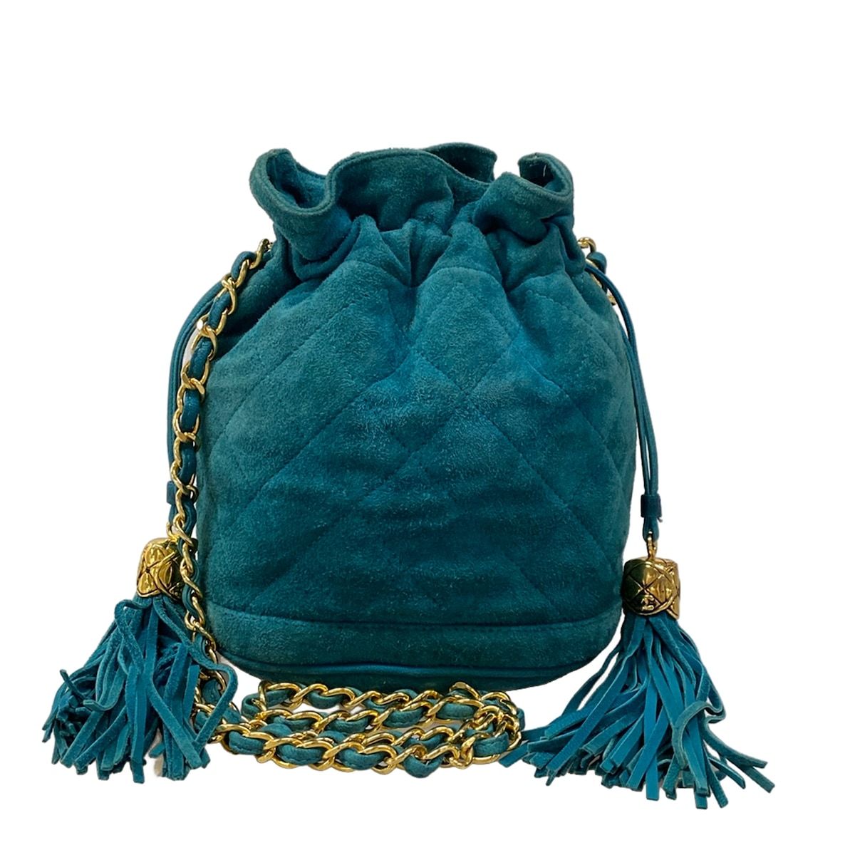 CHANEL(シャネル) ショルダーバッグ マトラッセ グリーン ミニバッグ/巾着型/チェーンショルダー/ゴールド金具