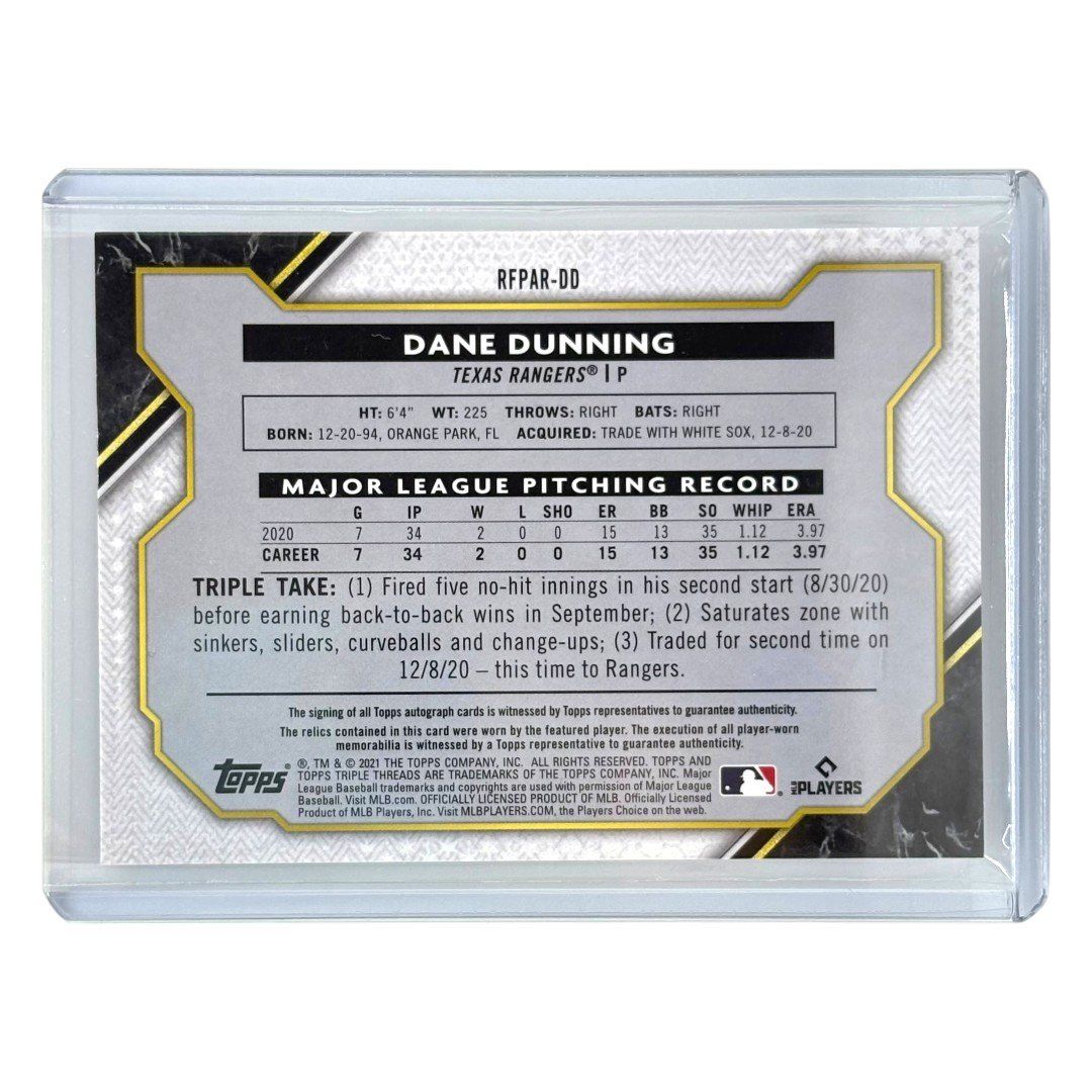 TOPPS MLBカード TRIPLE THREADS DANE DUNNING TEXAS RANGERS /35