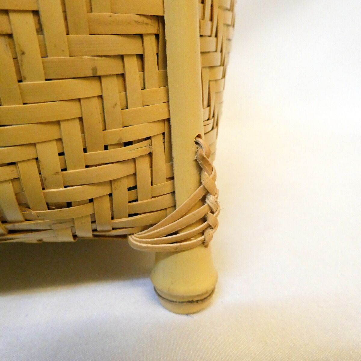 淡々斎好写】竹篭師 松林玄月作 清風籠 炭斗 茶道具【中古 美品