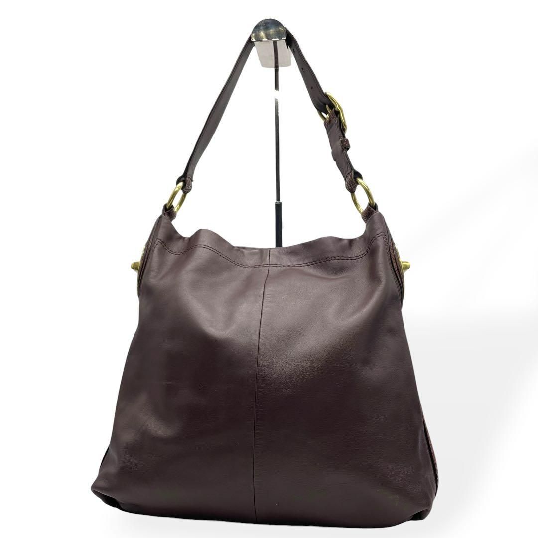 極美品　COACH コーチ　ショルダーバッグ　肩掛け　ブラウン　パイソン調　本革