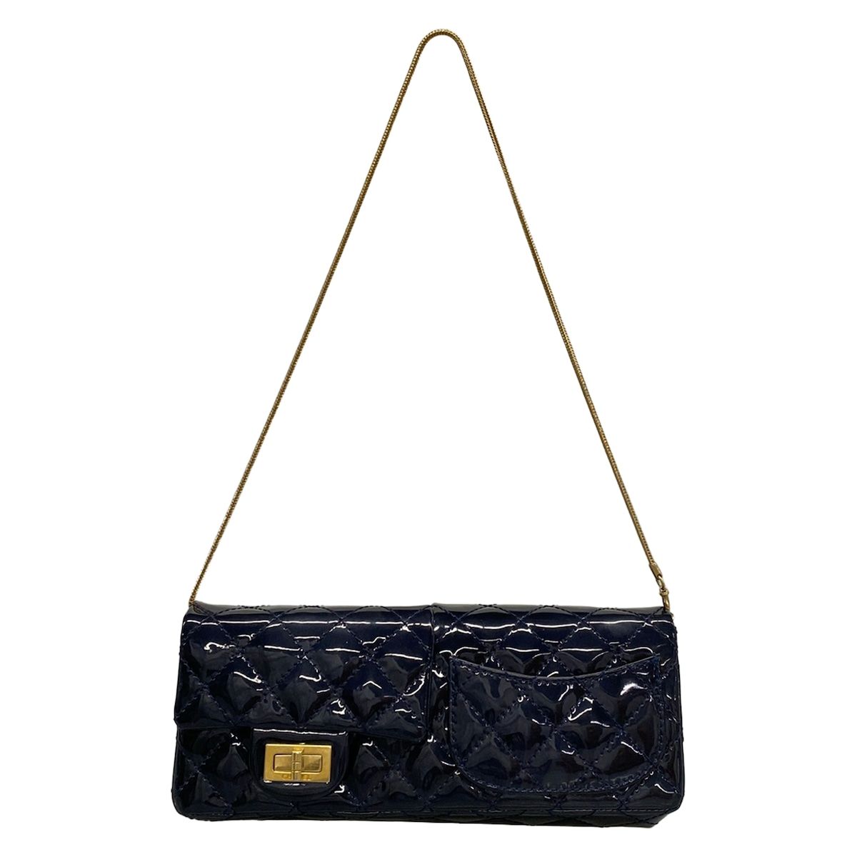 CHANEL(シャネル) ショルダーバッグ マトラッセ/2.55/ダブルフェイス ダークネイビー ミラー付き レザー