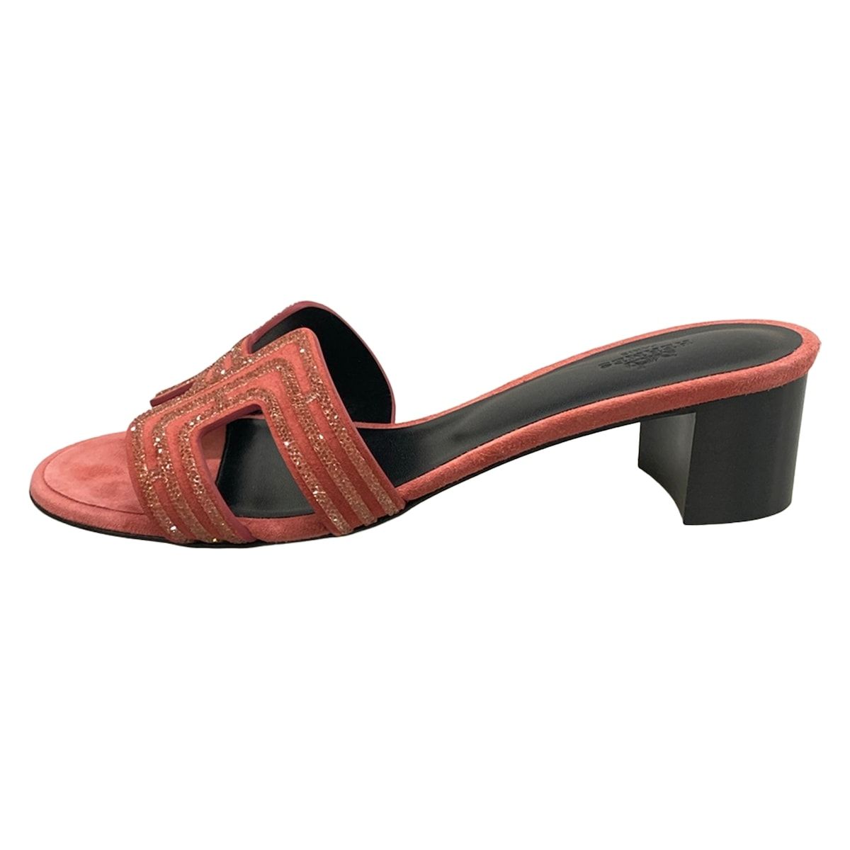 HERMES(エルメス) ミュール 38 1/2 レディース美品 オアジス ピンク ラインストーン