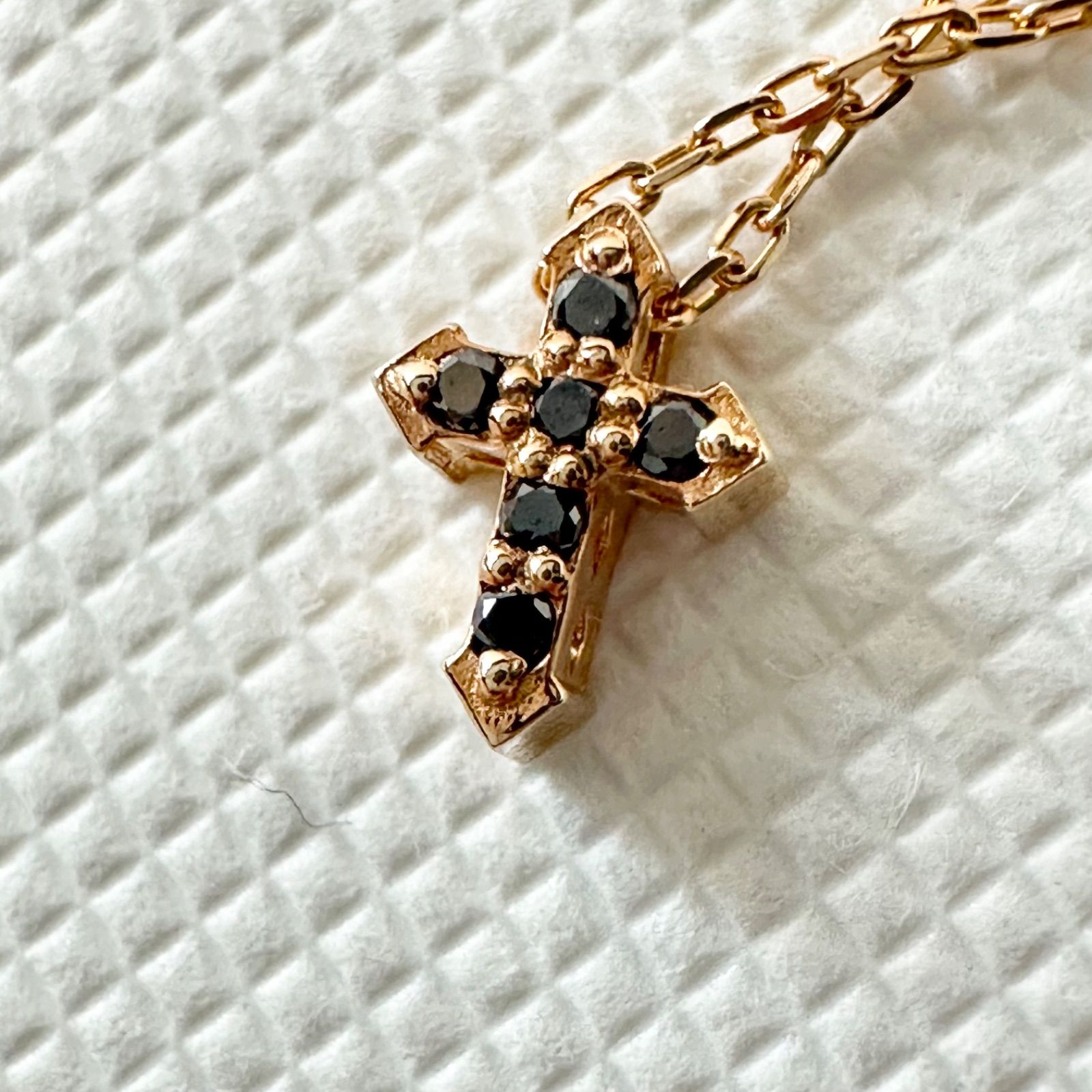 シエナ ロゼ SIENA ROSE クロス ネックレス K10 ブラックダイヤモンド 
