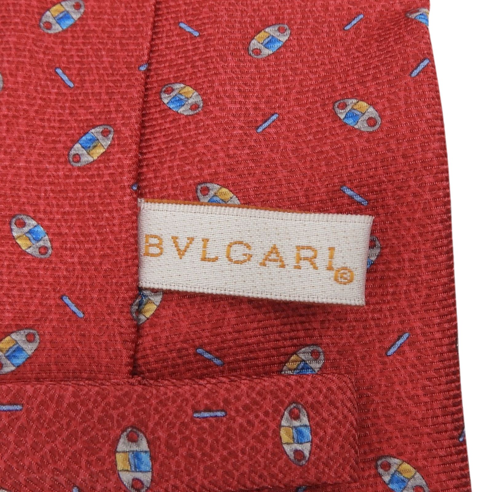 未使用品△BVLGARI ブルガリ シルク100％ 総柄 セッテピエゲ ワイド