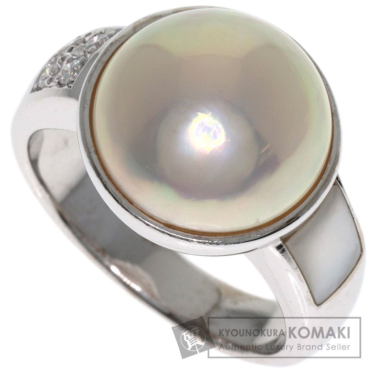 TASAKI タサキ マベパール 真珠 ダイヤモンド リング・指輪 K18WG レディース [中古]