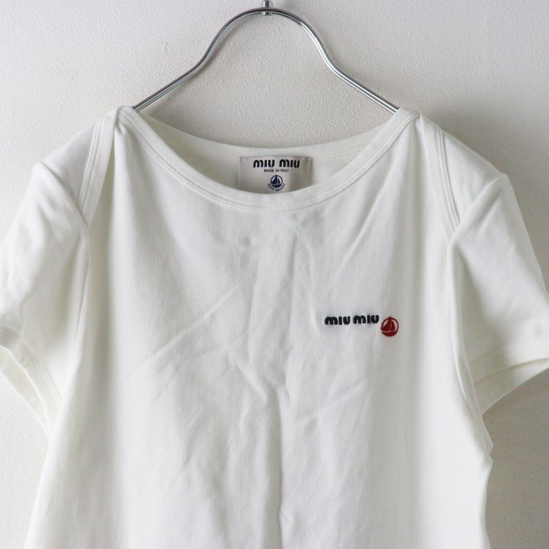 今季25年ミュウミュウmiumiuプチバトーコラボ 半袖TシャツサイズS 人気 JPタグ 2025年 ミュウミュウ×プチバトー miumiu Petit Bateau