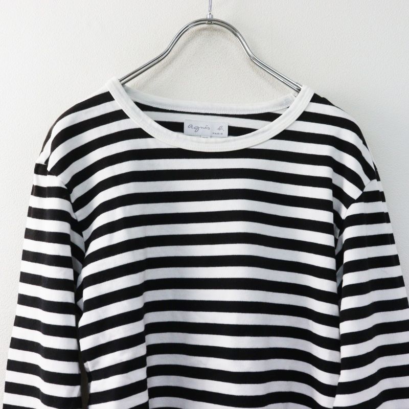 アニエスベー agnes b. 細ボーダー コットン 長袖 Tシャツ Cool T2