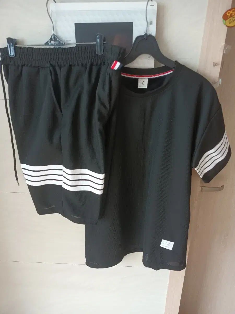 ブラック 3本線 半袖 ハーフパンツ セット L 新品