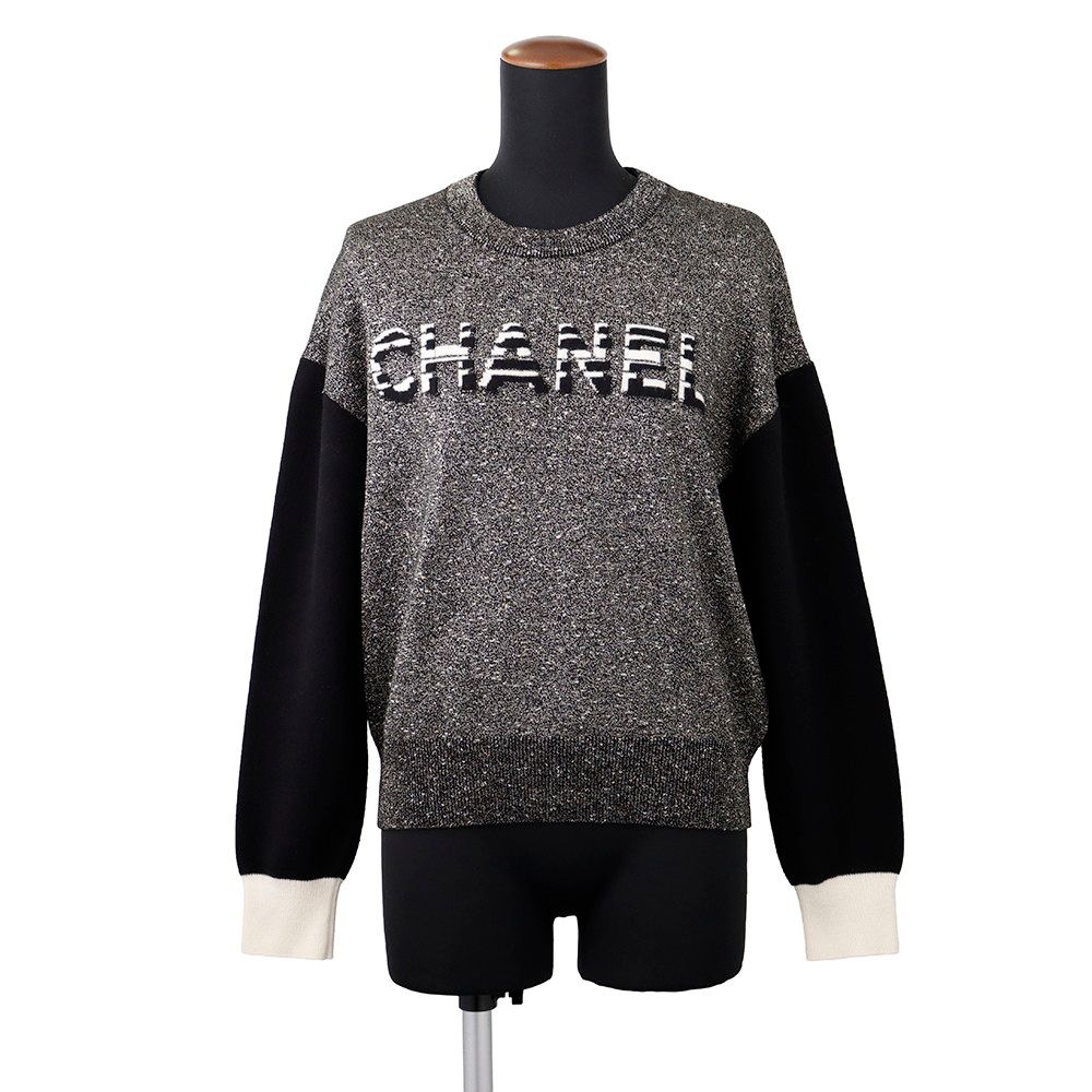 シャネル ニット ロゴ カシミヤ レディースサイズ38 P62886 CHANEL セーター トップス 黒
