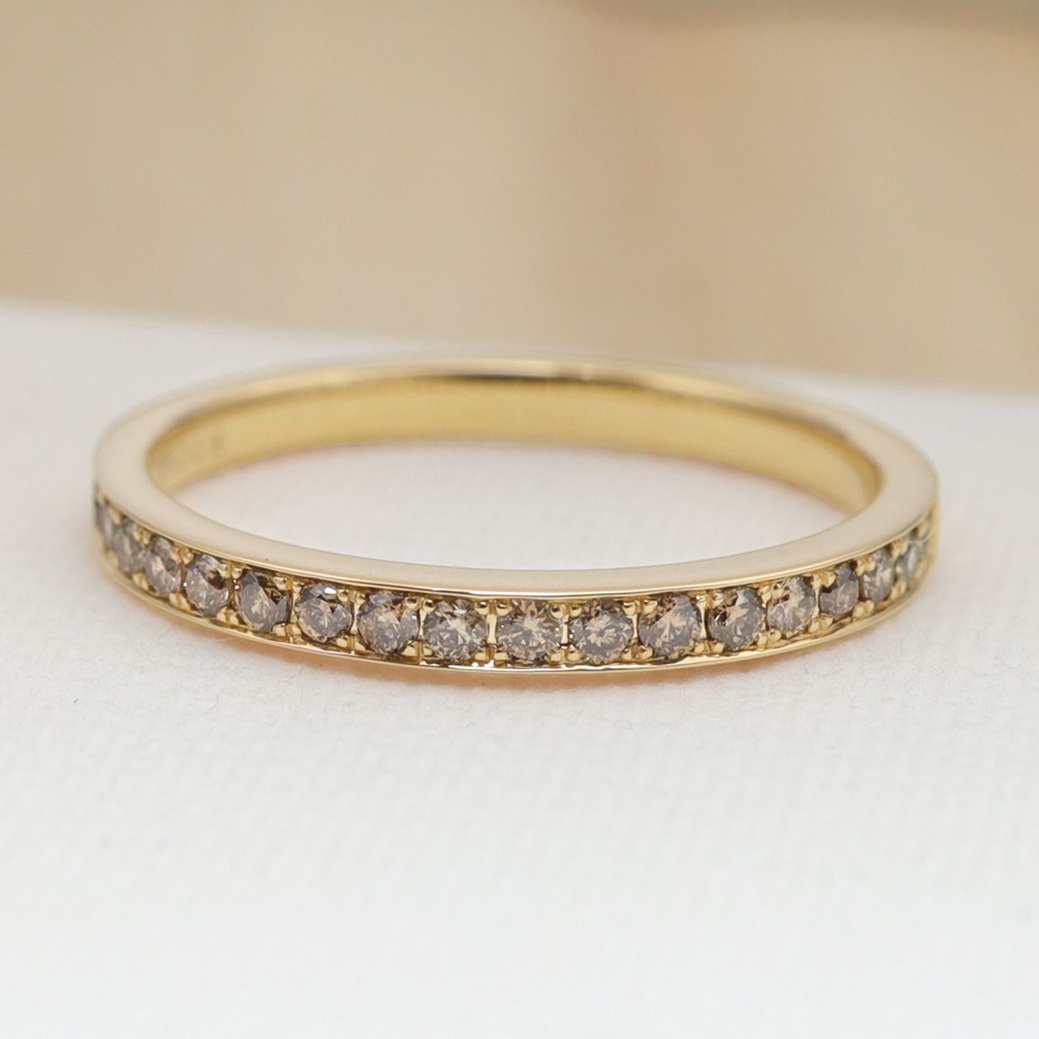 【0.18ct】ハーフエタニティブラウンダイヤモンドリング＃12 K18YG