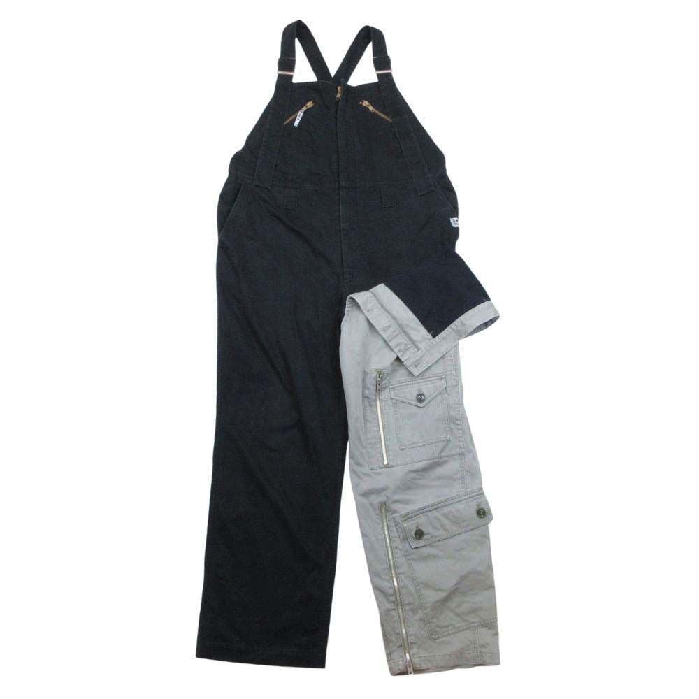 良品 MAISON MIHARA YASUHIRO MMY 20aw ミハラヤスヒロ 再構築 オーバーオール サロペット パンツ 46 ブラック カーキ メンズ 古着 中古 USED