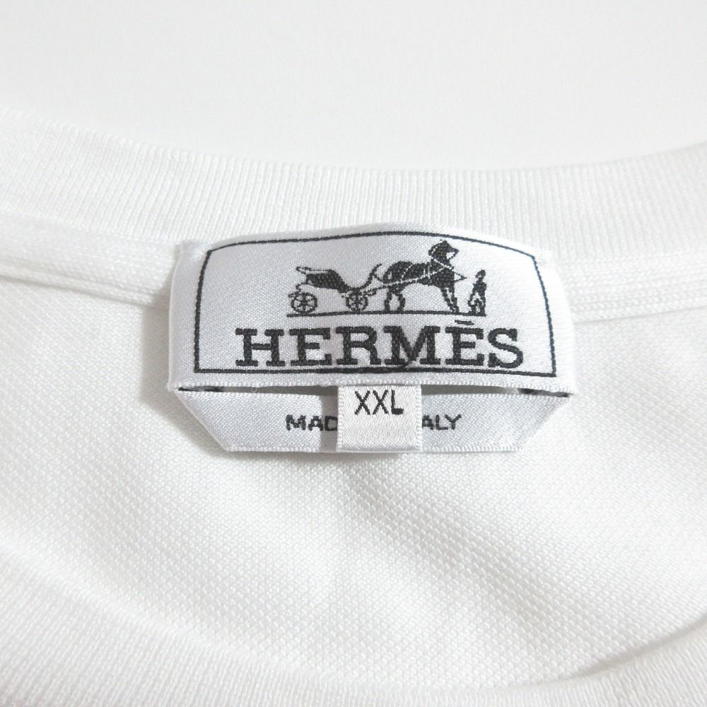 美品 23SS HERMES エルメス H刺繍 ポケット 鹿の子 Tシャツ 32-57075