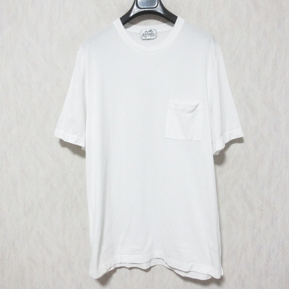 美品 23SS HERMES エルメス H刺繍 ポケット 鹿の子 Tシャツ 32-57075